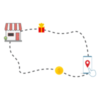 imagen png del sistema de pedidos de comercio electrónico. pedir productos desde teléfonos y diseño de entrega. concepto de compra y venta en línea. negocio de comercio electrónico con un teléfono inteligente en un fondo transparente.