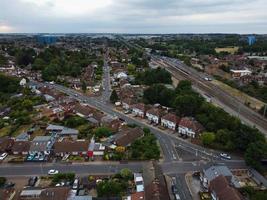 High Angle Aerial View of Train Tracks at Leagrave Luton Railway Station of England UK photo