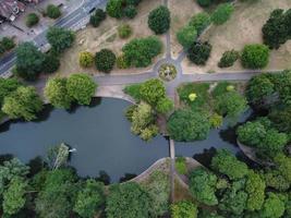 High angle and Aerial Footage of Local Free Access Public Park at Luton England UK photo