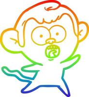 mono conmocionado de dibujos animados de dibujo de línea de gradiente de arco iris vector