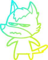 cold gradient line drawing cartoon annoyed wolf vector