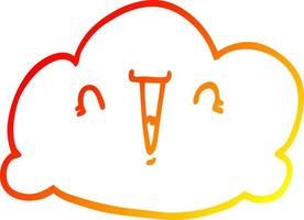 nube de dibujos animados de dibujo de línea de gradiente cálido vector