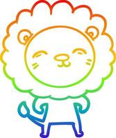 rainbow gradient line drawing cartoon lion vector