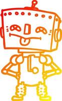 warm gradient line drawing cartoon robot vector