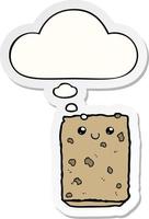 cartoon biscuit and thought bubble as a printed sticker vector