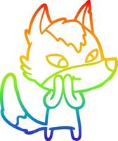 rainbow gradient line drawing friendly cartoon wolf vector