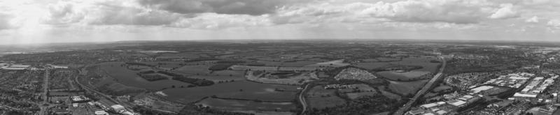 Classic Black and White High Angle Aerial View of England Great Britain's Landscape Cityscape photo