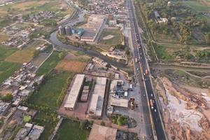 Aerial view of Kala Shah Kaku Village of Punjab Pakistan photo