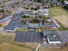 Aerial view and high angle footage of Playground at Luton City of England UK photo