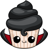 süßer Cartoon-Halloween-Cupcake-Vampir png