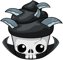 söt tecknad halloween cupcake grim reaper png