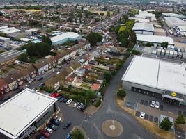 Aerial footage by drone high angle view of London Luton City of England and residential Buildings photo