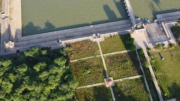 High Angle Aerial View of Historical Mughals Hiran Minar and village of Sheikhupura Pakistan photo