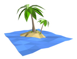 3Ds low polygon palm tree on lonely island in the ocean png