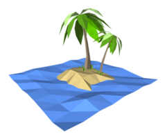 3Ds low polygon palm tree on lonely island in the ocean png