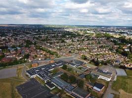 Aerial footage by drone high angle view of London Luton City of England and residential Buildings photo