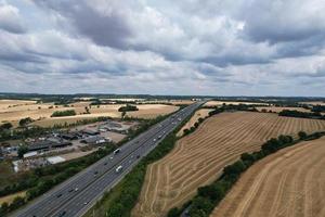 Beautiful Aerial View of British Motorways at M1 Junction 9 of Dunstable and Luton England UK photo