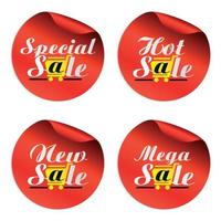 Red sale stickers special,hot,new,mega with bag with yellow shopping cart vector