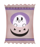 halloween fantasma caramelo bolsa dibujos animados cara divertida acuarela aislado png