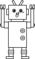 line drawing cartoon robot vector