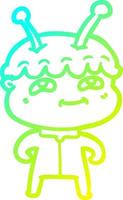 cold gradient line drawing friendly cartoon spaceman vector
