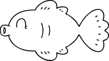 quirky line drawing cartoon fish vector
