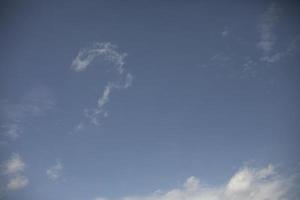 Question mark from cloud. Clouds in sky. Funny background. photo