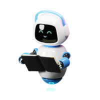 Cute 3d Robot Reading png