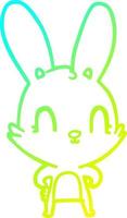 cold gradient line drawing cute cartoon rabbit vector