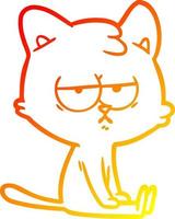 warm gradient line drawing bored cartoon cat vector