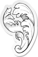 pegatina de un remolino floral tradicional dibujado a mano vector