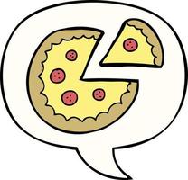 caricatura, pizza, y, burbuja del discurso vector