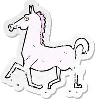 pegatina retro angustiada de un caballo de dibujos animados vector