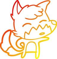 warm gradient line drawing cartoon fox vector