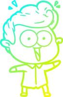 cold gradient line drawing cartoon excited man vector
