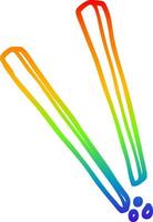 rainbow gradient line drawing cartoon wooden chopsticks vector