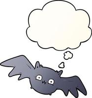 cartoon halloween bat and thought bubble in smooth gradient style vector