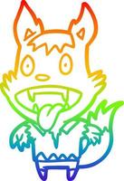 dibujo de línea de gradiente de arco iris hombre lobo de halloween vector