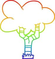 árbol de dibujos animados de dibujo de línea de gradiente de arco iris vector