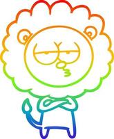 rainbow gradient line drawing cartoon bored lion vector