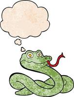 caricatura, serpiente, y, pensamiento, burbuja, en, grunge, textura, patrón, estilo vector