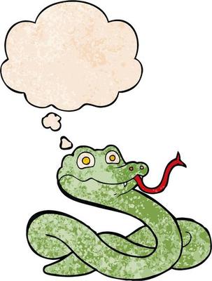 cartoon snake and thought bubble in grunge texture pattern style