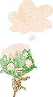 cartoon zombie and thought bubble in retro textured style vector