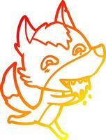 warm gradient line drawing cartoon hungry wolf vector