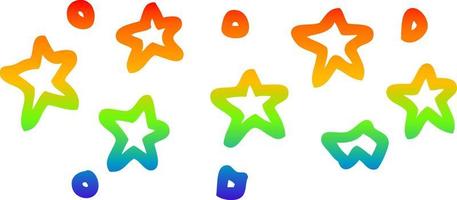 rainbow gradient line drawing cartoon stars vector