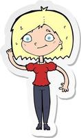 sticker of a cartoon woman waving vector