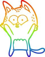 rainbow gradient line drawing cartoon cat vector