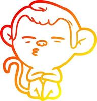 warm gradient line drawing cartoon suspicious monkey vector