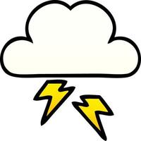 gradient shaded cartoon thunder cloud vector