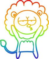 rainbow gradient line drawing cartoon bored lion vector